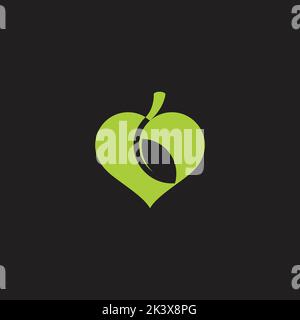 leaf love shape green simple geometric logo vector Stock Vector