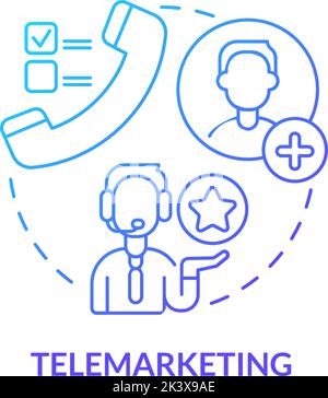 Telemarketing blue gradient concept icon Stock Vector