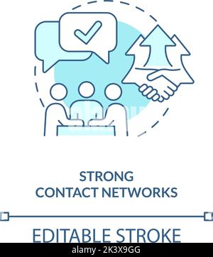 Long-term contact networks blue concept icon Stock Vector