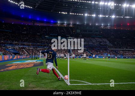 PARIS, FRANCE - SEPTEMBER 22: Kylian Mbappe of France take corner kick during the UEFA Nations League League A Group 1 match between France and Austri Stock Photo