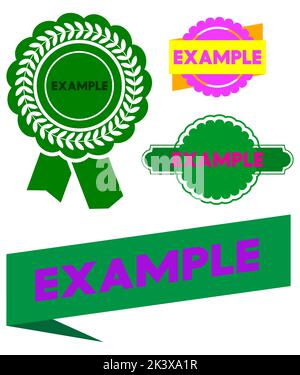 Set of ribbon with Example text. Banner template. Label sticker. Sign. Stock Vector