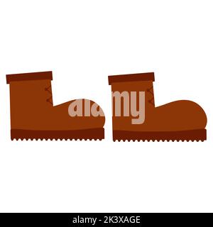 Vector illustration of hiking boots, camping shoes in cartoon flat style on white background for web, card design, stickers Stock Vector