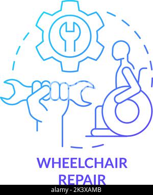 Wheelchair repair blue gradient concept icon Stock Vector