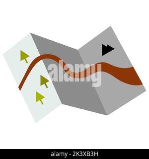vector map in cartoon hand drawn flat style. Camping Stock Vector