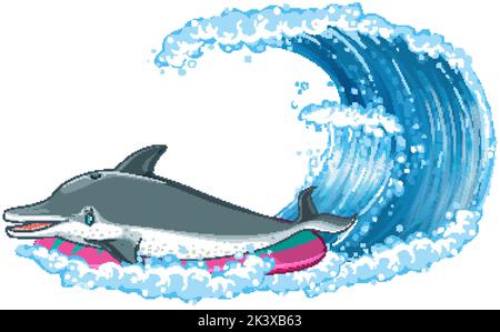 Cute dolphin cartoon character ocean illustration Stock Vector