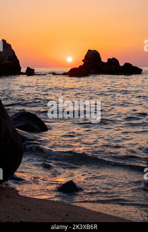 Beautiful View of seascape, sunset in the winter in Italy Stock Photo ...