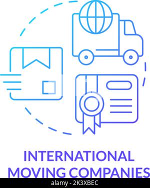International moving companies blue gradient concept icon Stock Vector