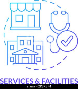 Services and facilities blue gradient concept icon Stock Vector