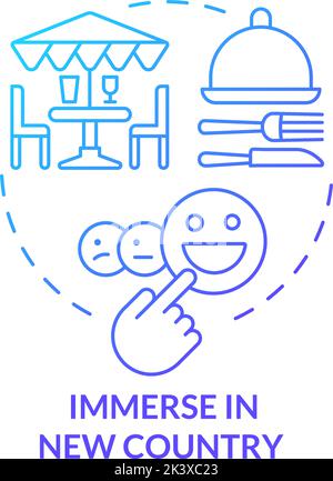 Immerse in new country blue gradient concept icon Stock Vector