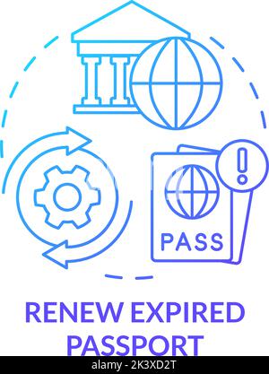 Renew expired passport blue gradient concept icon Stock Vector