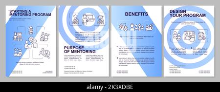 Launching mentorship program blue gradient brochure template Stock Vector