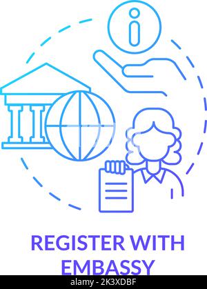 Register with embassy blue gradient concept icon Stock Vector