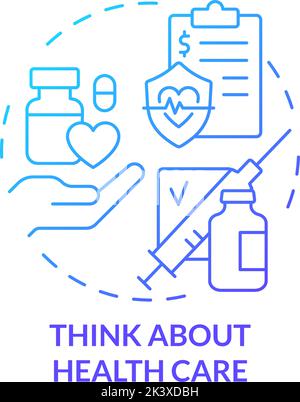 Think about health care blue gradient concept icon Stock Vector