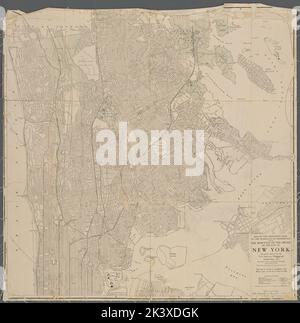Map of the northern part of the borough of Manhattan and the borough of the Bronx of the city of New York : Map of the southern part of the borough of Manhattan of the city of New York : prepared expressly for the Trow Directory, Printing and Bookbinding Co. ... by the Matthews-Northrup Works, Buffalo, N.Y. Trow Directory, Printing and Bookbinding Company. Cartographic. Maps. 1909. Lionel Pincus and Princess Firyal Map Division. Manhattan (New York, N.Y.), Bronx (New York, N.Y.), Queens (New York, N.Y.), Brooklyn (New York, N.Y.), Manhattan (New York, N.Y.) , Administrative and political divis Stock Photo