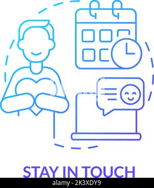 Stay in touch blue gradient concept icon Stock Vector