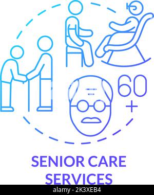 Senior care services blue gradient concept icon Stock Vector