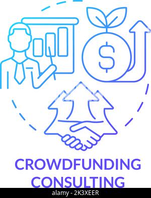 Crowdfunding consulting blue gradient concept icon Stock Vector