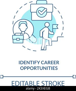 Identify career opportunities blue concept icon Stock Vector
