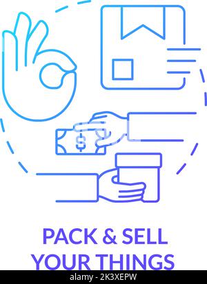 Pack and sell your things blue gradient concept icon Stock Vector