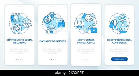 Improve professional skills blue onboarding mobile app screen Stock Vector