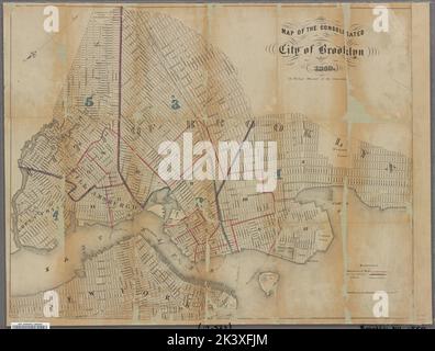 Map of the consolidated city of Brooklyn, for Bishop's manual of the corporation. Cartographic. Maps. 1859. Lionel Pincus and Princess Firyal Map Division. Brooklyn (New York, N.Y.) Stock Photo