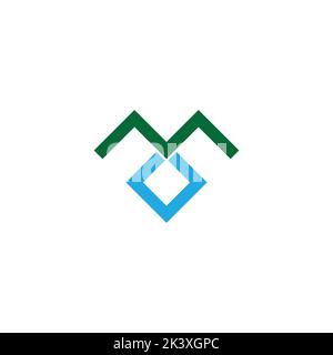 abstract mountain blue river colorful simple line logo vector Stock Vector