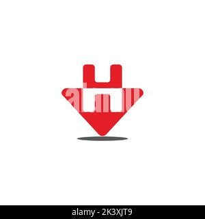 letter h arrow down point design logo vector Stock Vector