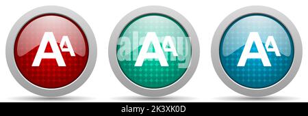 Alphabet vector icon set, glossy web buttons collection Stock Vector