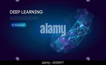 Deep learning science technology background. Network communication ai deep learning. Vector illustration. Stock Vector