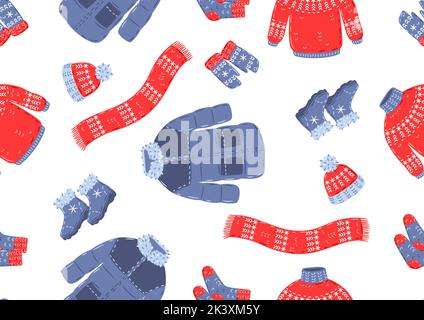 Seamless pattern with warm winter clothes. Background for advertising and marketing. Stock Vector