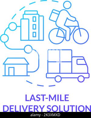 Last mile delivery solution blue gradient concept icon Stock Vector