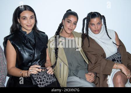 Camelia Jordana, Leila Bekhti and Naomi Diaz attending the Acne Studios