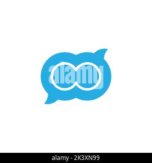 linked blue geometric bubble talk symbol logo vector Stock Vector