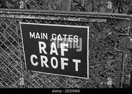Main Gates, RAF Croft, Warrington, Cheshire, England, UK Stock Photo