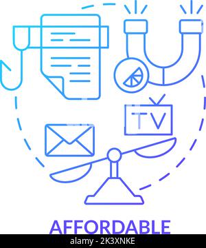 Affordable blue gradient concept icon Stock Vector