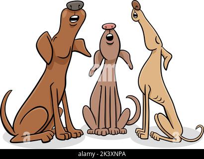 group of three dogs comic cartoon characters in blue background vector  illustration design Stock Vector Image & Art - Alamy