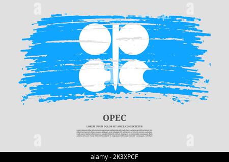 Organization Petroleum Exporting Countries flag with brush stroke effect and information text poster, vector background Stock Vector