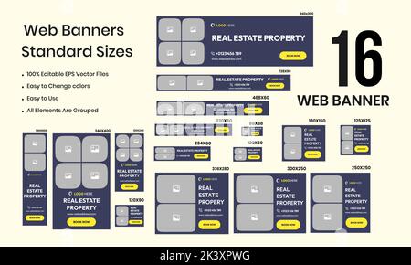 Real estate house web set banner design for social media post Stock Vector