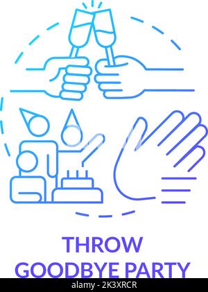 Throw farewell party blue gradient concept icon Stock Vector