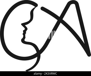 woman skincare beauty letter c a logo Vector Template Stock Vector