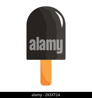 Vector illustration of chocolate ice cream on a stick in cartoon flat style. Tasty summer sweets, sorbet, desset for web, card design, stickers, texti Stock Vector