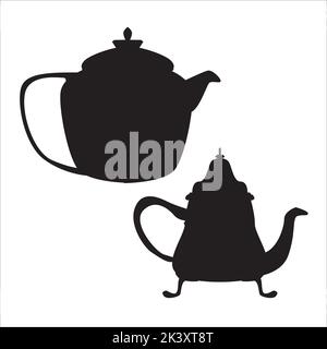 Vector Set Of Teapots Silhouettes Illustration Isolated On White Background Stock Vector