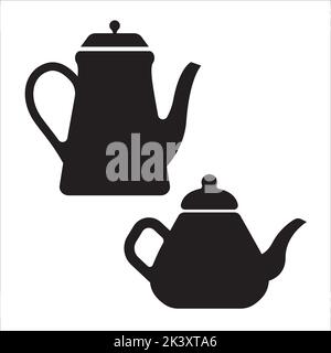 Vector Set Of Teapots Silhouettes Illustration Isolated On White Background Stock Vector