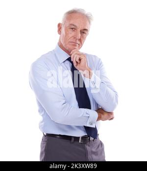 Im not like a boss, I am the boss. Studio portrait of a senior businessman against a white background. Stock Photo