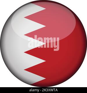 bahrain Flag in glossy round button of icon. bahrain emblem isolated on white background. National concept sign. Independence Day. Vector illustration Stock Vector