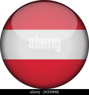 austria Flag in glossy round button of icon. austria emblem isolated on white background. National concept sign. Independence Day. Vector illustration Stock Vector