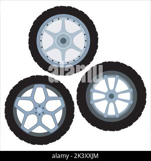 Vector Set Of Alloy Wheels Illustration Isolated On White Background Stock Vector