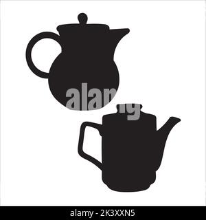 Vector Set Of Teapots Silhouettes Illustration Isolated On White Background Stock Vector