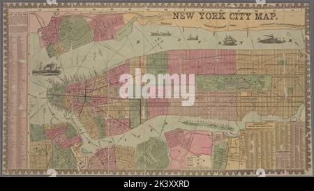 New York city map. 1857. Cartographic. Maps. Lionel Pincus and Princess Firyal Map Division. New York (N.Y.),Maps, Jersey City (N.J.) , Maps, Hoboken (N.J.) , Maps, Manhattan (New York, N.Y.) , Administrative and political divisions , Maps, Fire protection districts , New York (State) , New York , Maps, Railroads , New York (State) , New York , Maps, Ferries , New York (State) , New York , Maps, Piers , New York (State) , New York , Maps Stock Photo