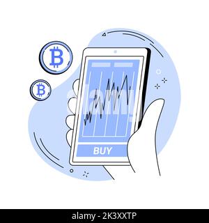 Cryptocurrency trading app isolated cartoon vector illustrations. Stock Vector